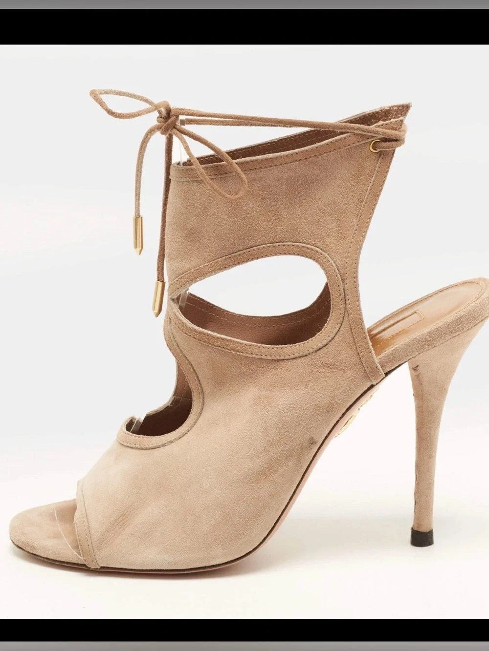 Aquazzura Sexy Thing 38/ 7.5-8 us suede hells tie ankle stilettos clean